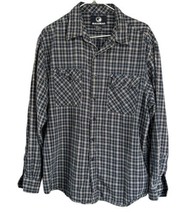 Bullhead Shirt Adult Blue &amp; White Plaid Button Up L/S Mens Sz L 100% Cotton - £10.82 GBP