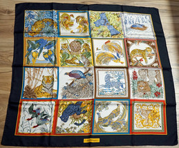 Salvatore Ferragamo Authentic Scarf Silk Wild Animal Print 16 Panels With Box - £158.97 GBP