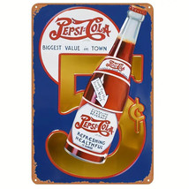 Pepsi-Cola 5 Cents Vintage Novelty Metal Sign 12&quot; x 8&quot; Wall Art - £7.03 GBP