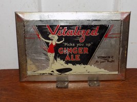Vintage Vitalized Picks You Up Ginger Ale Tin Over Cardboard Sign - $247.50