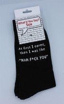 What&#39;d You Say Socks - Unisex Crew - At First I Cared - One Size Fits Most - £5.33 GBP