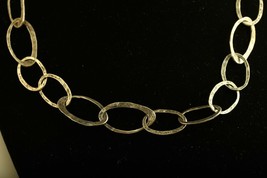 Vintage sterling silver Silpada Israel Hammered oval link chain necklace - $69.29