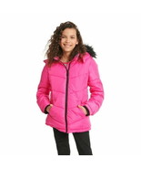 Justice Girls Puffer Jacket with Faux Fur Lined Hood  Size L (12-14) - £4.18 GBP