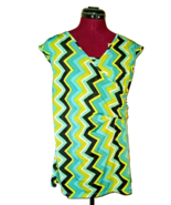 Everly Grey Top Multicolor Maternity Chevron Print Size Large Faux Wrap - £28.94 GBP