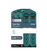 UTILITECH 2504435 15A 6 OUTLET 2.5FT CORD POWER STRIP W/SWITCH, 2PK GREE... - $151.68 MXN