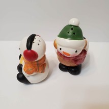 Snowman Salt and Pepper Shakers, Vintage Holiday Christmas Decor image 2