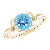 ANGARA 7mm Natural Swiss Blue Topaz Solitaire Ring in 14K Gold Size-3-13 - £518.86 GBP