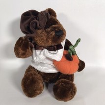 Dan Dee Female Thanksgiving Pilgrim Plush Bear With Pumpkin Collector&#39;s Choice - £10.21 GBP