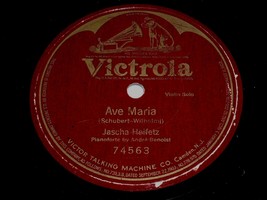 Jascha Heifetz Ave Maria One Sided 12&quot; 78 Rpm Record Victrola 74563 Bat Wings - £19.51 GBP