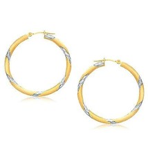 14k Two Tone Gold 30mm Diameter Polished Women&#39;s Elegant Hoop Earrings - £212.68 GBP