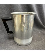 Vintage Silver Tone Aluminum Pitcher W/Spout Lip, Black Handle &amp; Ribbed ... - £11.55 GBP