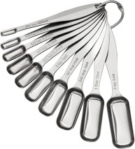 Measuring Spoons Set of 10, Heavy Duty Stainless Steel Metal Teaspoons Tablespoo - £28.47 GBP
