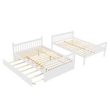 Full Over Full Bunk Bed with Trundle, Convertible to 2 Full Size Platform Bed, F - £426.10 GBP
