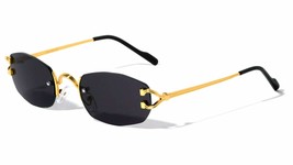 Dweebzilla Slim Sleek Oval Rectangular Rimless Buffs Metal Luxury Sunglasses (Go - £6.84 GBP+