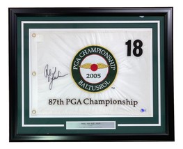 Phil Mickelson Signé Encadré 2005 Pga Championnat Golf Drapeau Bas BF33985 - £419.66 GBP