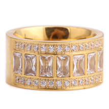 Elvis Presley Aloha Hawaii Concert Wedding Crystal Gold &amp; Silver Plated Men Ring - £15.17 GBP