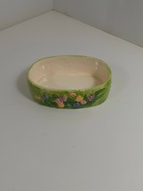 1993 glass grass with flowers soap dish 5 x 3 x 2 inches - £4.73 GBP