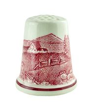 Thimble Sewing J Adams White Porcelain Country Farm Scene in Red - £12.60 GBP