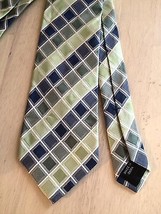 Kenneth Cole Reaction Men&#39;s Tie Blue And Green Block Print Neck Tie - £11.65 GBP