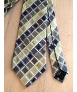 Kenneth Cole Reaction Men&#39;s Tie Blue And Green Block Print Neck Tie - £11.65 GBP