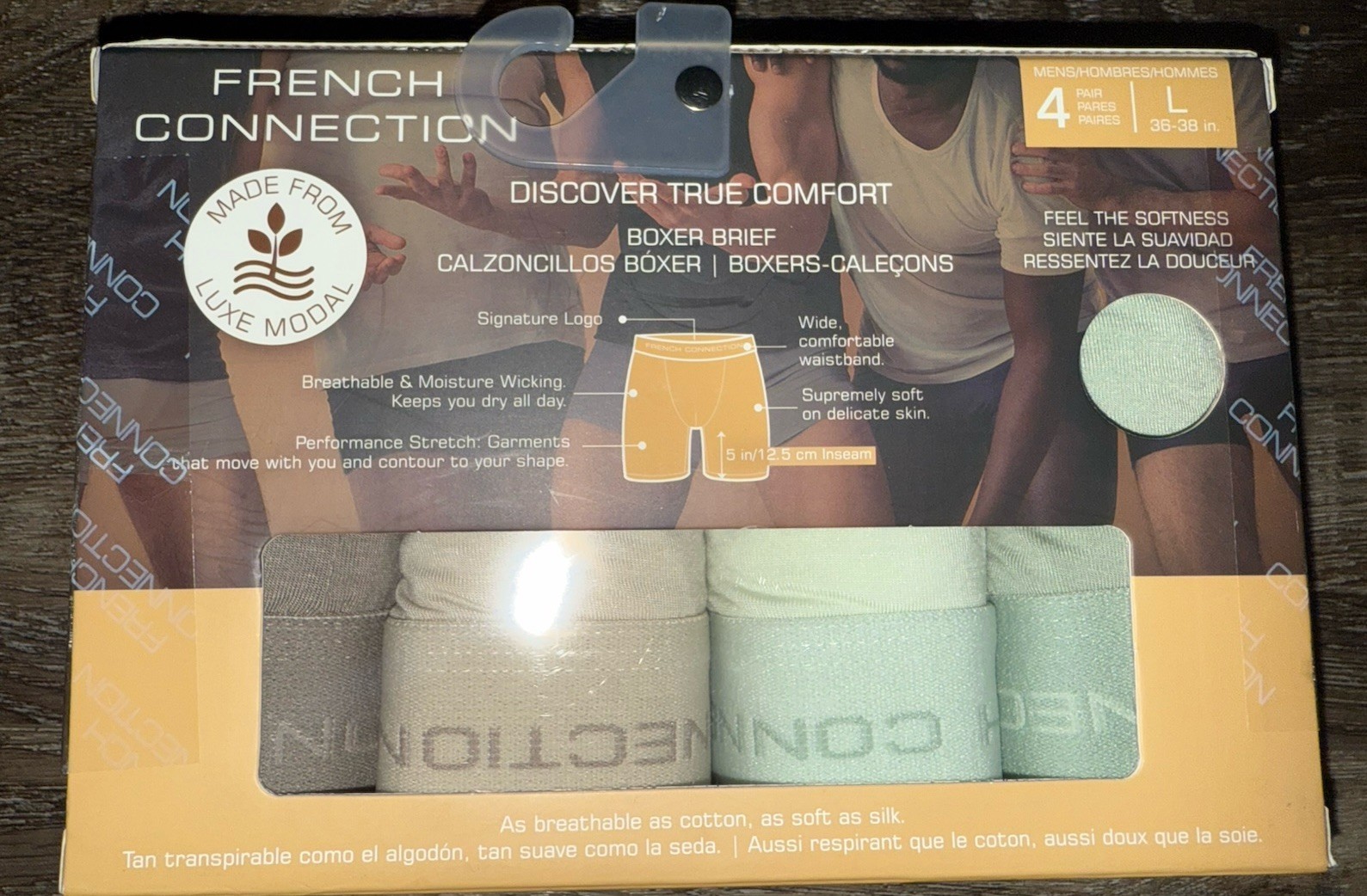 French Connection 4-Pair Mens Boxer Brief Modal Blend 5&quot; Inseam Breathab... - $32.66