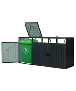 Outdoor Black Galvanized Steel Garbage Bin Storage Shed - Holds 3 Trash ... - €633,67 EUR