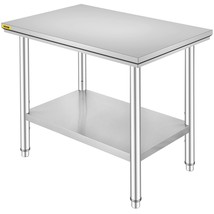 VEVOR Stainless Steel Prep Table, 35 x 24 x 31 Inch, 700 lbs Load Capaci... - $118.79