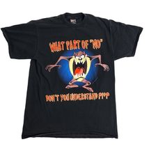 1996 TAZ Devil  "What Part of NO" Black T-Shirt Size Medium Humor - $28.17