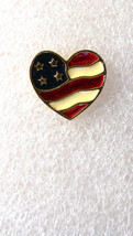 Avon Heart Shaped American Flag Lapel Hat Pin Red White and Blue Patriotic - $9.85