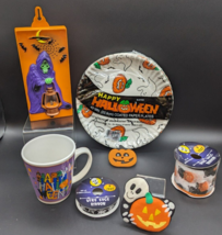 Vtg Halloween Decoration LOT Party Favors Ghost Plates Ribbon Reaper Doo... - $26.46