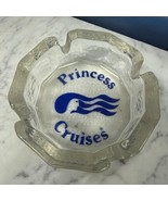 Vintage Ashtray Princess Cruises Ship Clear Glass Blue Logo Deep 1.5 inc... - $21.66 CAD