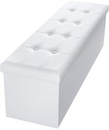 Rectangular White Bg470 Camabel Folding Ottoman Storage Bench Cube 43 In... - £61.32 GBP