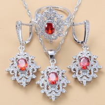 Elegant Women Wedding Costume Jewelry Sets Natural Stone Red Garnet Dangle Earri - £19.23 GBP