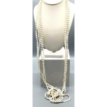 Vintage Plastic Multi Strand Necklace, Hong Kong, Basic White Round Beads, Four - £45.49 GBP