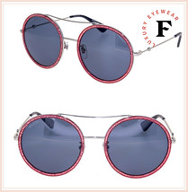 GUCCI 0061 Silver Pink Fuschia Glitter Round Oversized Metal Sunglasses GG0061S - £163.22 GBP