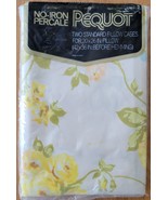 Vintage Pequot Two Standard Pillowcases Percale No Iron Yellow with Flow... - £19.86 GBP
