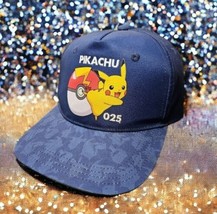 Pikachu 025 Hat Cap Snapback Adjustable Blue Nintendo Mens - £10.89 GBP