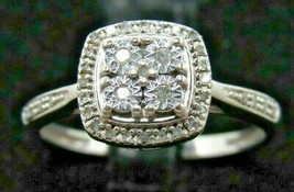 Sterling Silver 36 Diamond Quad Frame Engagement Ring Sz 7.25 Ladies All... - $109.99