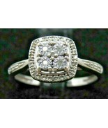 Sterling Silver 36 Diamond Quad Frame Engagement Ring Sz 7.25 Ladies All... - $109.99
