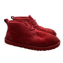 UGG Boots Men&#39;s Size 12 Red Suede Chukka Neumal Faux Fur Lined Lace Up - £49.31 GBP