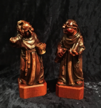 Antique ANRI Hand Carved Set Of Wooden Monks From Italy - £35.68 GBP