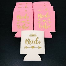 1 White Bride and 8 Pink Bride Tribe Can Coozies Bachelorette Wedding Party - £13.18 GBP