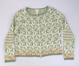 Sundance Embroidered Wool Alpaca Blend Cardigan Sweater Sz M Floral Knit - $33.20