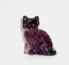 Mosser Handmade Glass Amethyst Purple Persian Cat Kitten Figurine Paperw... - $21.29