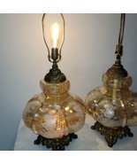 Falkenstein 7315 glass lamps /Painted roses 3-way Pair Vintage. Tested & Works - £212.19 GBP