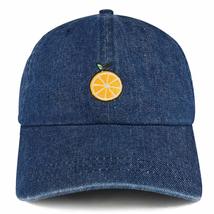 Trendy Apparel Shop Orange Patch Unstructured Denim Baseball Cap - Dark Blue - £15.68 GBP