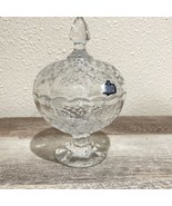 Crystal Zajecar Footed Candy Dish W/ Lid Yugoslavia  6.5&quot; tall Scalloped... - £11.81 GBP