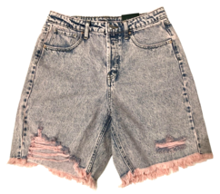 Wild Fable Shorts Womens 6/28 Pink Acid Wash High Rise Bermuda Destroyed Denim - £9.54 GBP