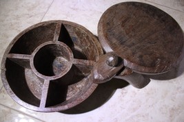 Antique India Rosewood Round Lidded Spice Box Samruddhi Keralan Museum Quality - £223.93 GBP
