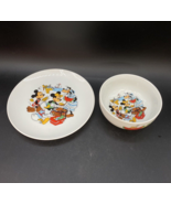 Disney Mickey Minnie Mouse Ceramic Bowl Plate Pluto Goofy Donald Picnic ... - £31.54 GBP